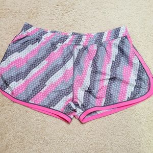 Under Armour Pink/Gray Patterned Running Shorts, Size XL